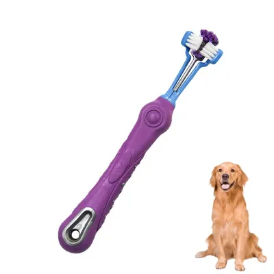 FurryFusion Brosse à dents pour animaux de compagnie à trois têtes