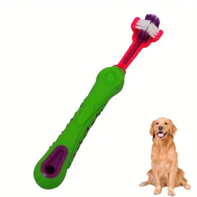FurryFusion Brosse à dents pour animaux de compagnie à trois têtes