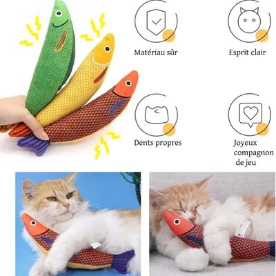 FurryFusion Lot de 3 jouets pour chat Saury Fish