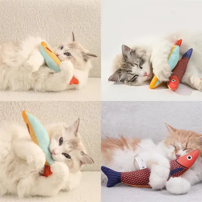 FurryFusion Lot de 3 jouets pour chat Saury Fish