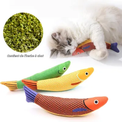 FurryFusion Lot de 3 jouets pour chat Saury Fish