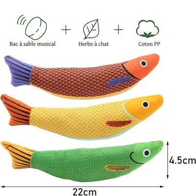 FurryFusion Lot de 3 jouets pour chat Saury Fish