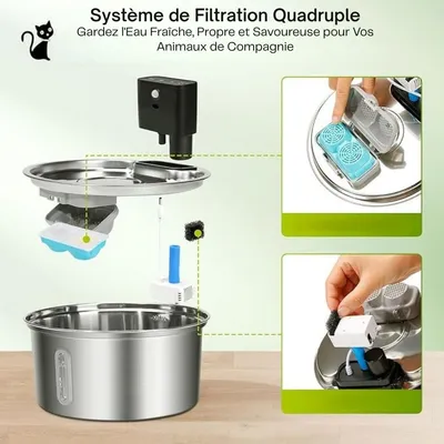 Filtres de rechange pour fontaine 3.2L en inox - Weomg