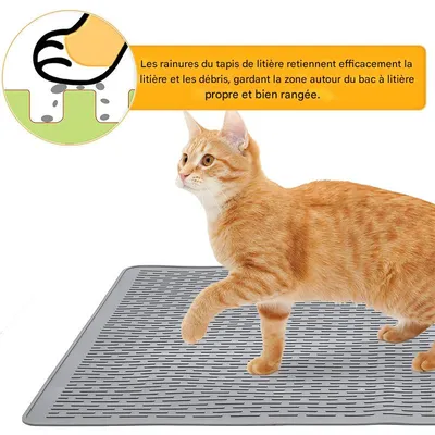 IntiMeg Tapis de litière pour chat en caoutchouc