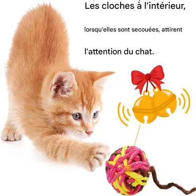 IntiMeg 4pcs Balle de laine colorées pour chats
