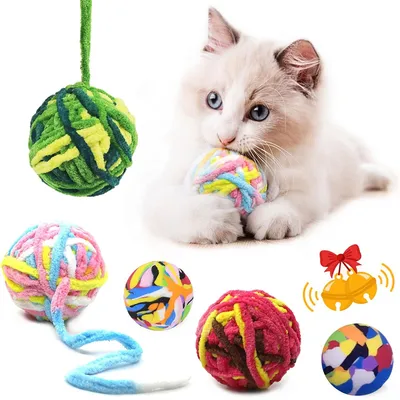IntiMeg 4pcs Balle de laine colorées pour chats IntiMeg 4pcs Balle de laine colorées pour chats