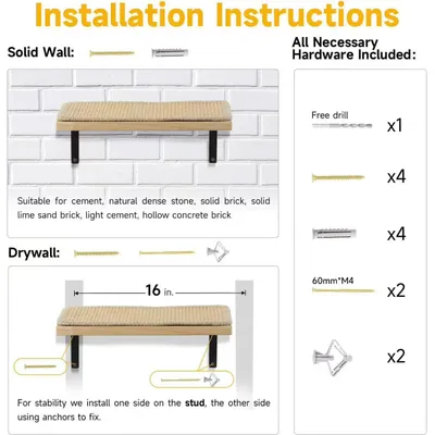 UAMLY Étagère Murale Flottante avec Tapis Griffoir pour Chat