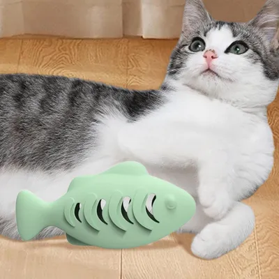 UAMLY Jouet à mâcher en silicone pour chat en forme de poisson