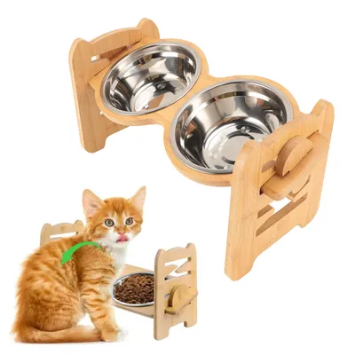 UAMLY Gamelles surélevées pour chat avec 2 gamelles en acier inoxydable