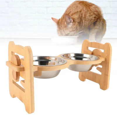 UAMLY Gamelles surélevées pour chat avec 2 gamelles en acier inoxydable