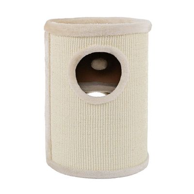 lionto arbre à griffer en sisal avec balle de jeu et rebord en peluche