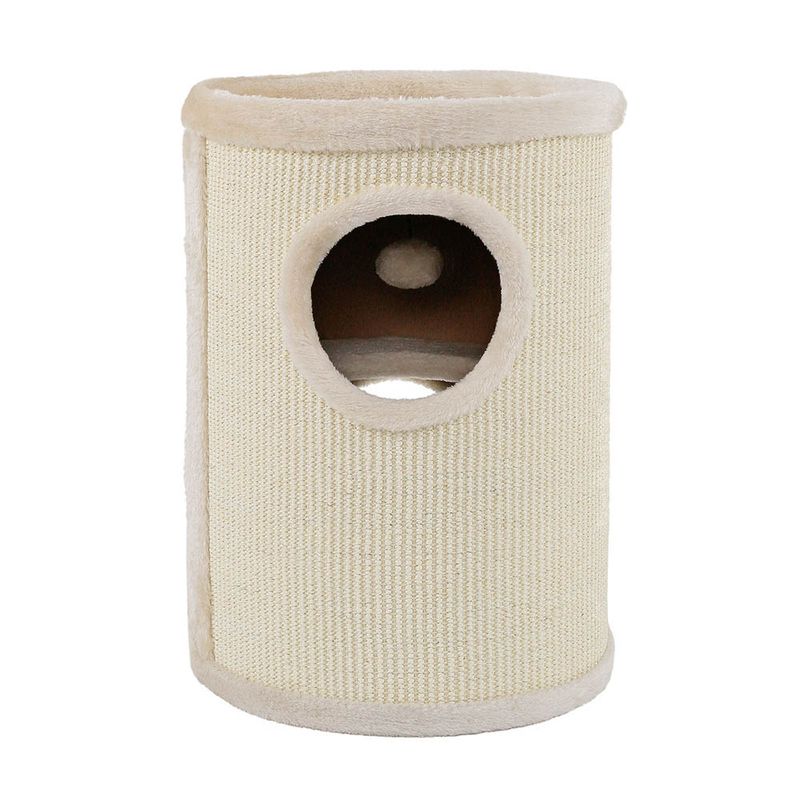 lionto arbre à griffer en sisal avec balle de jeu et rebord en peluche