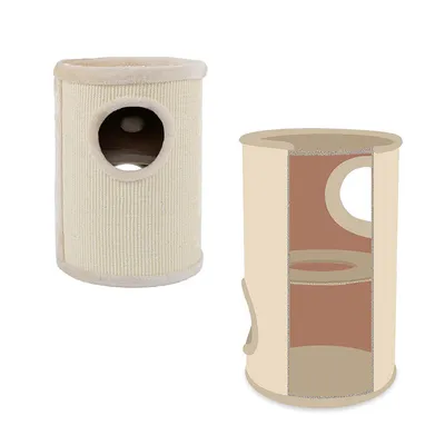 lionto arbre à griffer en sisal avec balle de jeu et rebord en peluche