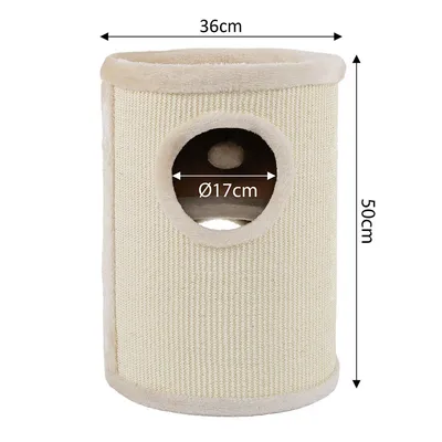 lionto arbre à griffer en sisal avec balle de jeu et rebord en peluche