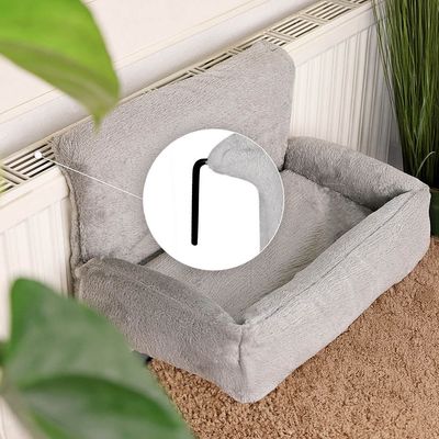 lionto lit chauffant pour chat en peluche à suspendre au radiateur