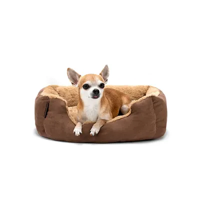 lionto weiches Hundebett mit niedrigem Einstieg und Wendekissen