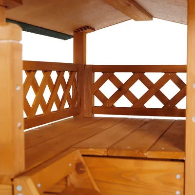 lionto maison pour chat en bois avec toit étanche et zones de repos