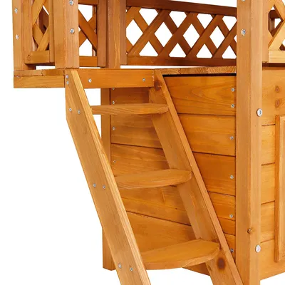 lionto maison pour chat en bois avec toit étanche et zones de repos