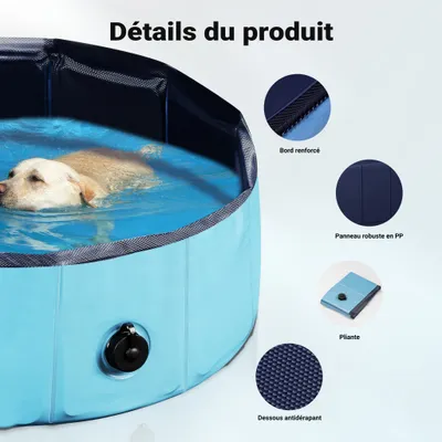 Fudajo Piscine pour chiens - pataugeoire antidérapante pour chiens, pliable