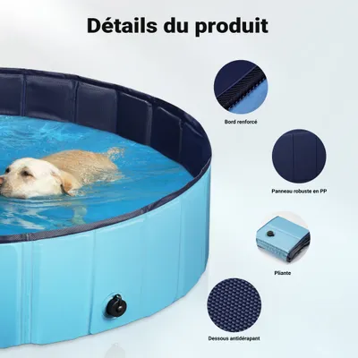 Fudajo Piscine pour chiens - pataugeoire antidérapante pour chiens, pliable