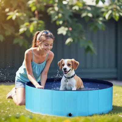 Fudajo Piscine pour chiens - pataugeoire antidérapante pour chiens, pliable