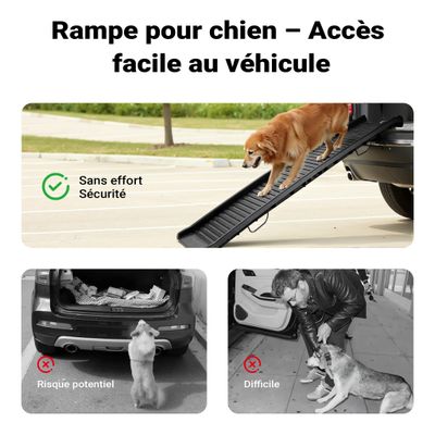 Wiltec Rampe d'accès pour chien et animaux – 1560 x 400 x 100 mm – capacité