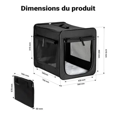 Wiltec Caisse de transport pliable pour animaux domestiques - taille L / 76
