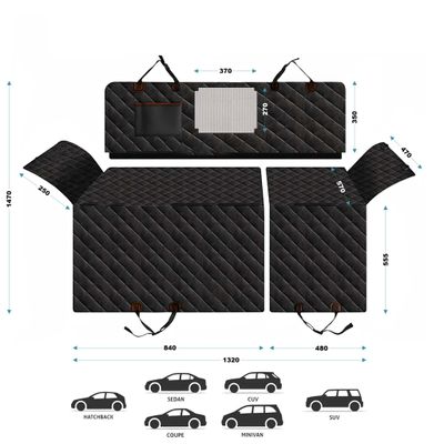 Fudajo Couverture siège arrière pour chiens - 1320 x 570 x 350 mm / Oxford