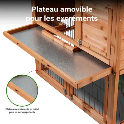 Wiltec Clapier – 1015 x 510 x 1000 mm – 2 étages – Toit bitumé – en Bois de