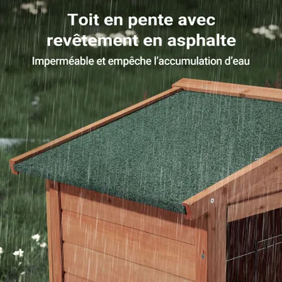 Wiltec Clapier – 1015 x 510 x 1000 mm – 2 étages – Toit bitumé – en Bois de