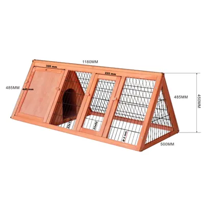 Wiltec Clapier triangulaire – 1180 x 500 x 450 mm – Bois épicéa – avec 2 Po