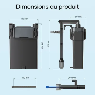 SunSun HBL-801 Filtre suspendu hang on filter 6 W, 135 x 170 x 280 mm, débi