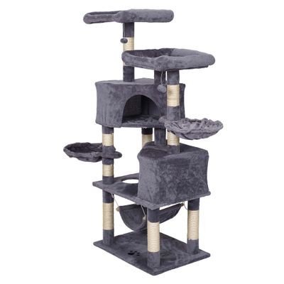 Arbre à chat Gris clair Motif de pattes 145cm Arbre Hamacs Maisons pour cha