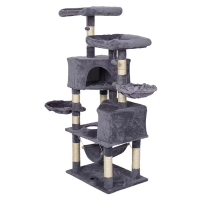 Arbre à chat Gris clair Motif de pattes 145cm Arbre Hamacs Maisons pour cha