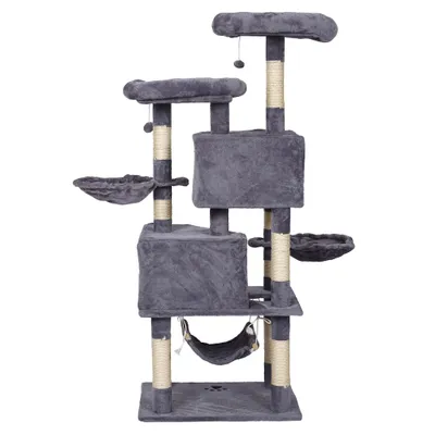 Arbre à chat Gris clair Motif de pattes 145cm Arbre Hamacs Maisons pour cha