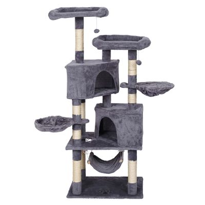 Arbre à chat Gris clair Motif de pattes 145cm Arbre Hamacs Maisons pour cha