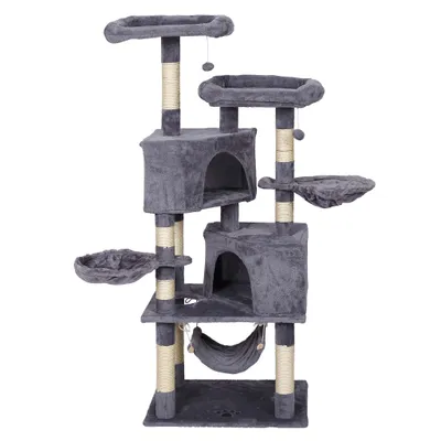 Arbre à chat Gris clair Motif de pattes 145cm Arbre Hamacs Maisons pour cha