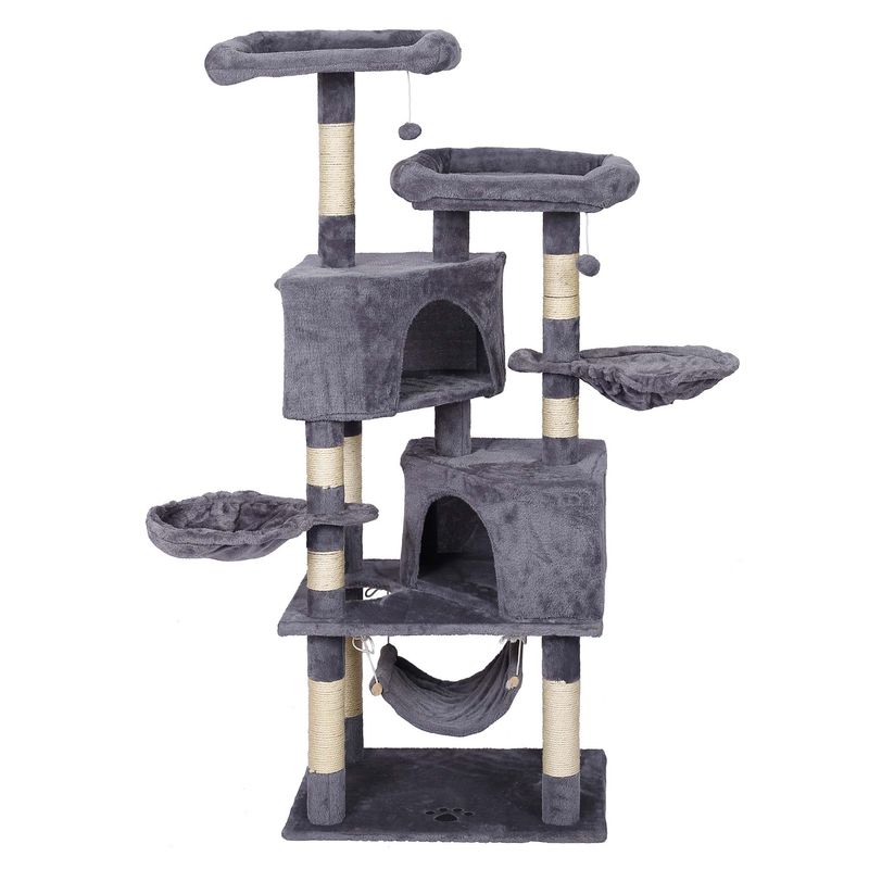 Arbre à chat Gris clair Motif de pattes 145cm Arbre Hamacs Maisons pour cha