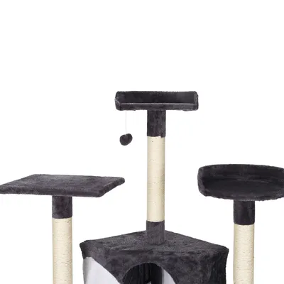 Arbre à chats gris/blanc avec Sisal 198cm Arbre de grattage avec Planche de