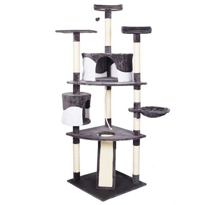 Arbre à chats gris/blanc avec Sisal 198cm Arbre de grattage avec Planche de