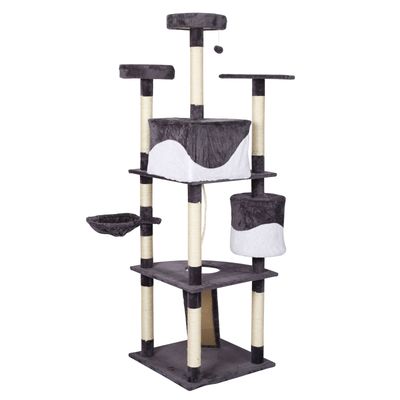 Arbre à chats gris/blanc avec Sisal 198cm Arbre de grattage avec Planche de