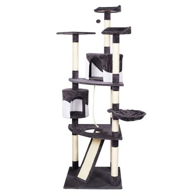 Arbre à chats gris/blanc avec Sisal 198cm Arbre de grattage avec Planche de