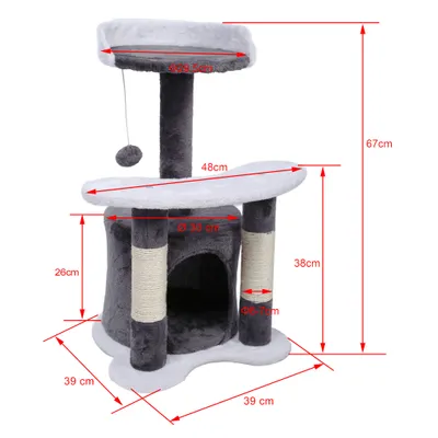 Wiltec Arbre à chat - 67 cm de haut - design ludique Balle de jeu - Meuble