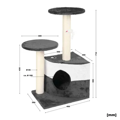 Wiltec Arbre à chat - 71 cm de haut - avec Niche et perchoirs - Meuble grat