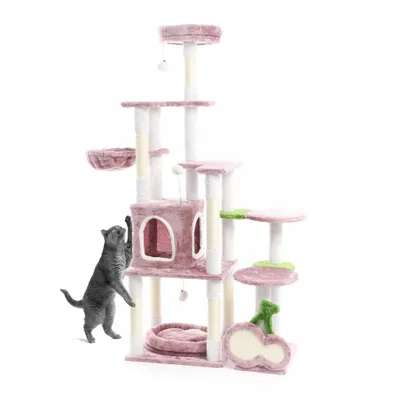 Fudajo Arbre à chat - 162 cm de haut - design ludique « Cerise » - Meuble g