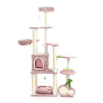 Fudajo Arbre à chat - 162 cm de haut - design ludique « Cerise » - Meuble g