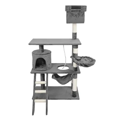 Arbre à chat gris Sisal 141cm Arbre d’escalade Arbre de grattage Jeux Ludiq