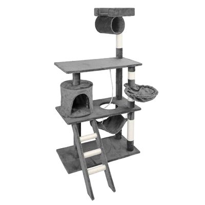 Arbre à chat gris Sisal 141cm Arbre d’escalade Arbre de grattage Jeux Ludiq