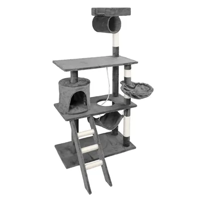 Arbre à chat gris Sisal 141cm Arbre d’escalade Arbre de grattage Jeux Ludiq