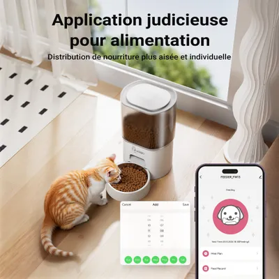 Fudajo Distributeur de nourriture et d'eau 28,3 x 18 x 29,8 cm / 19,8 x 16,